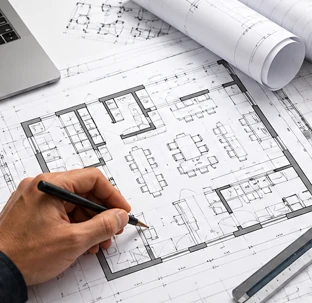 Planta e estudo de layout para espaço comercial