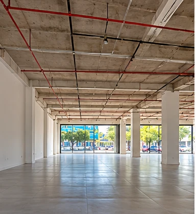 Salão comercial vazio antes da obra